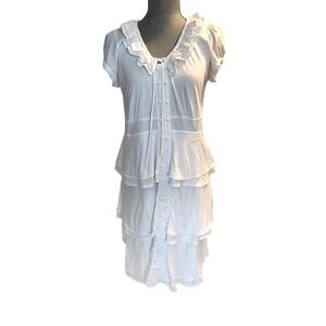 CYNTHIA STEFFE LAYERED WHITE COTTON DRESS (0885)
